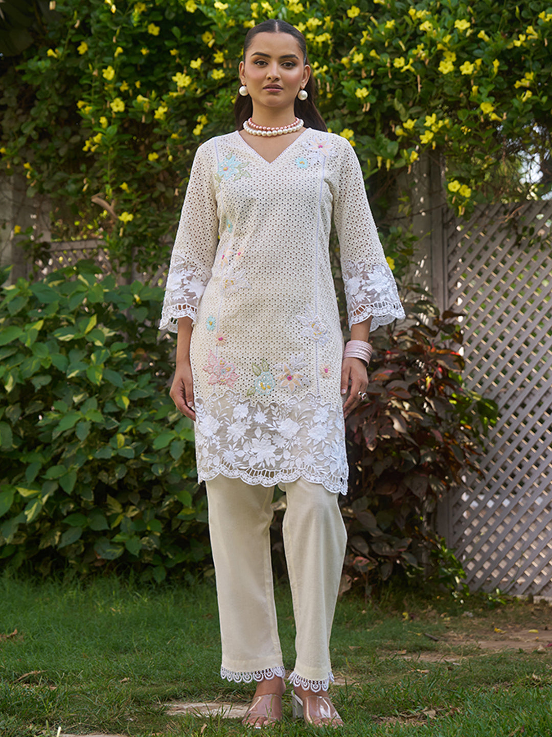 Yellow-Cotton-Schiffli-Embroidered-2-Piece-Kurta-Set