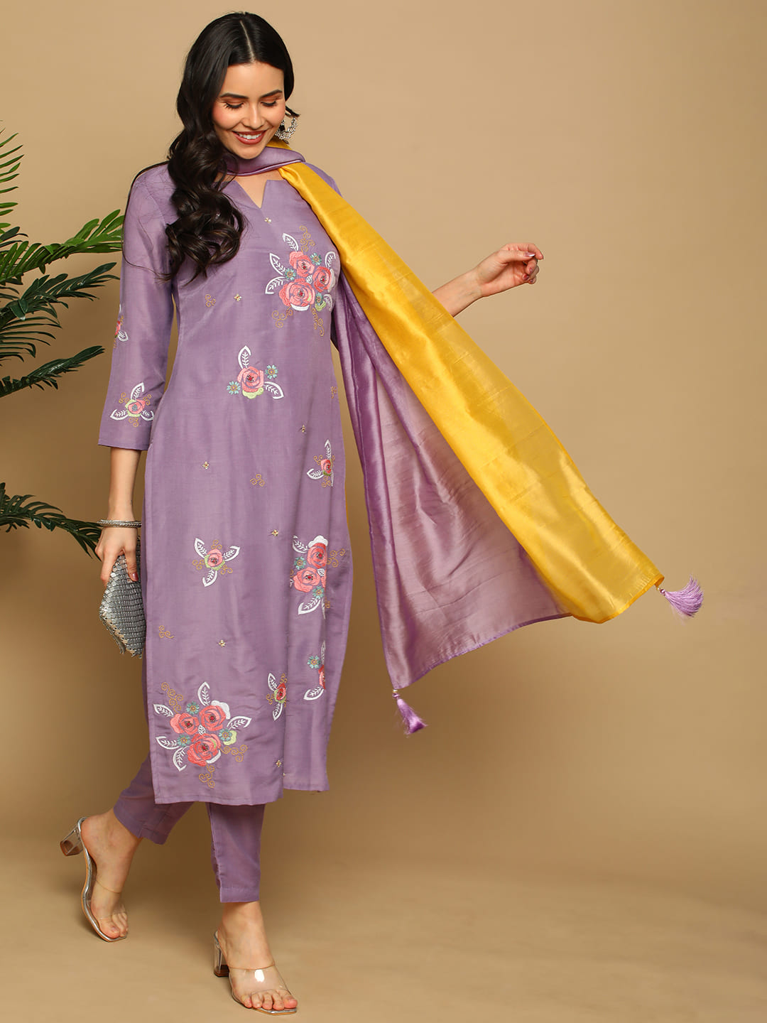 Lilac-Silk-Blend-Embroidered-3-Piece-Kurta-Set