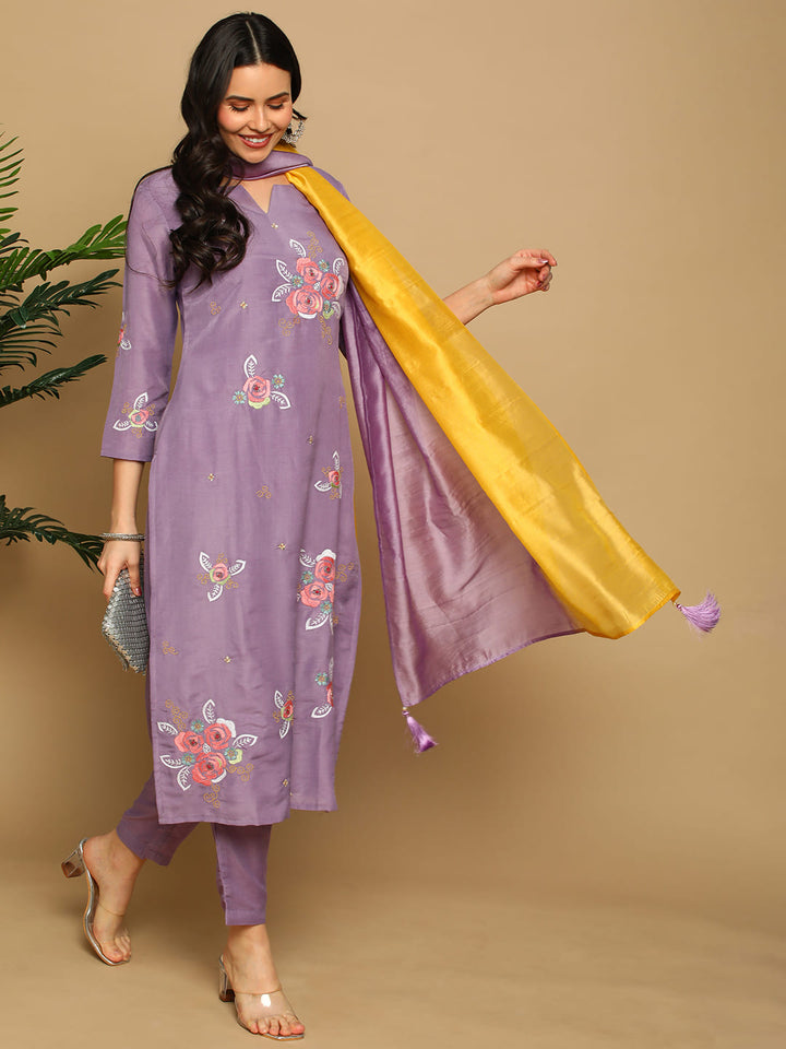 Lilac-Silk-Blend-Embroidered-3-Piece-Kurta-Set