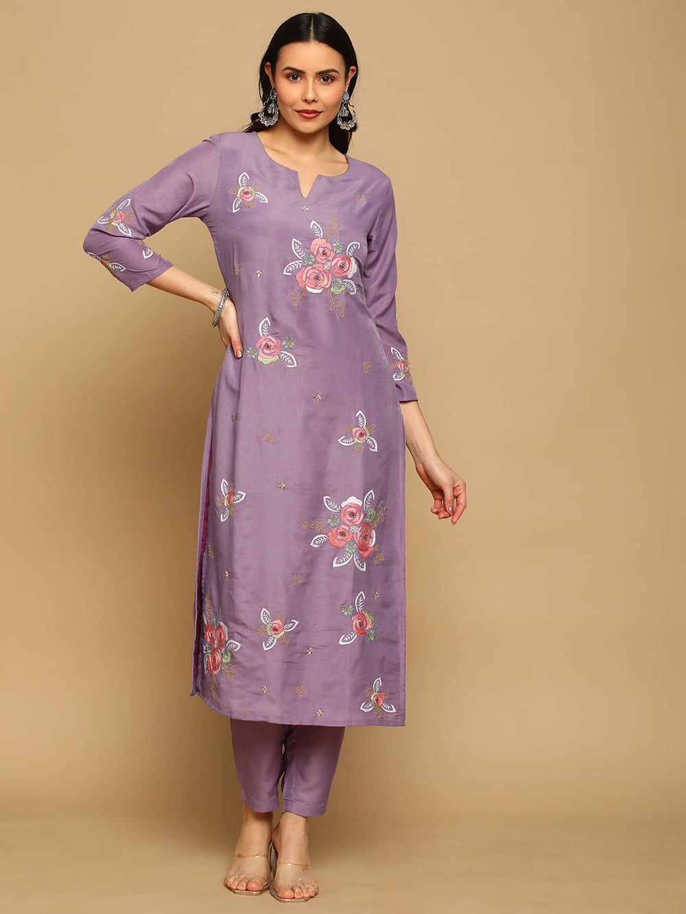 Lilac-Silk-Blend-Embroidered-3-Piece-Kurta-Set