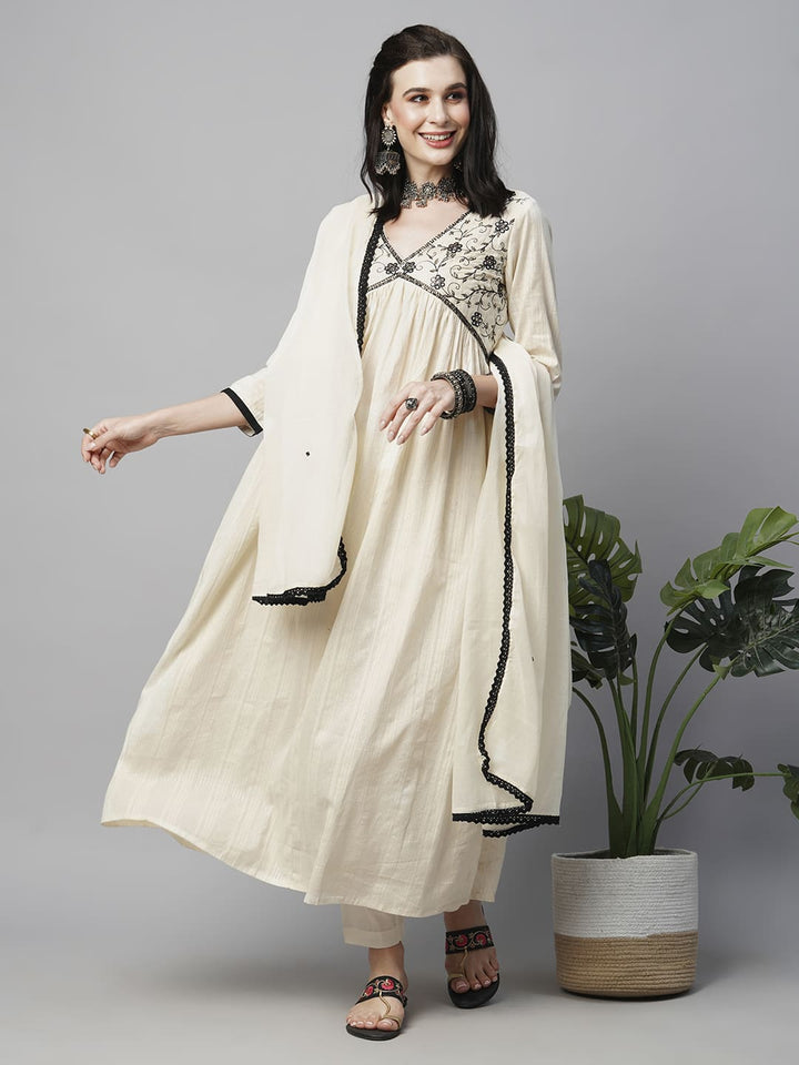 Cream-Pure-Cotton-Floral-Yoke-Design-3-Piece-Kurta-Set