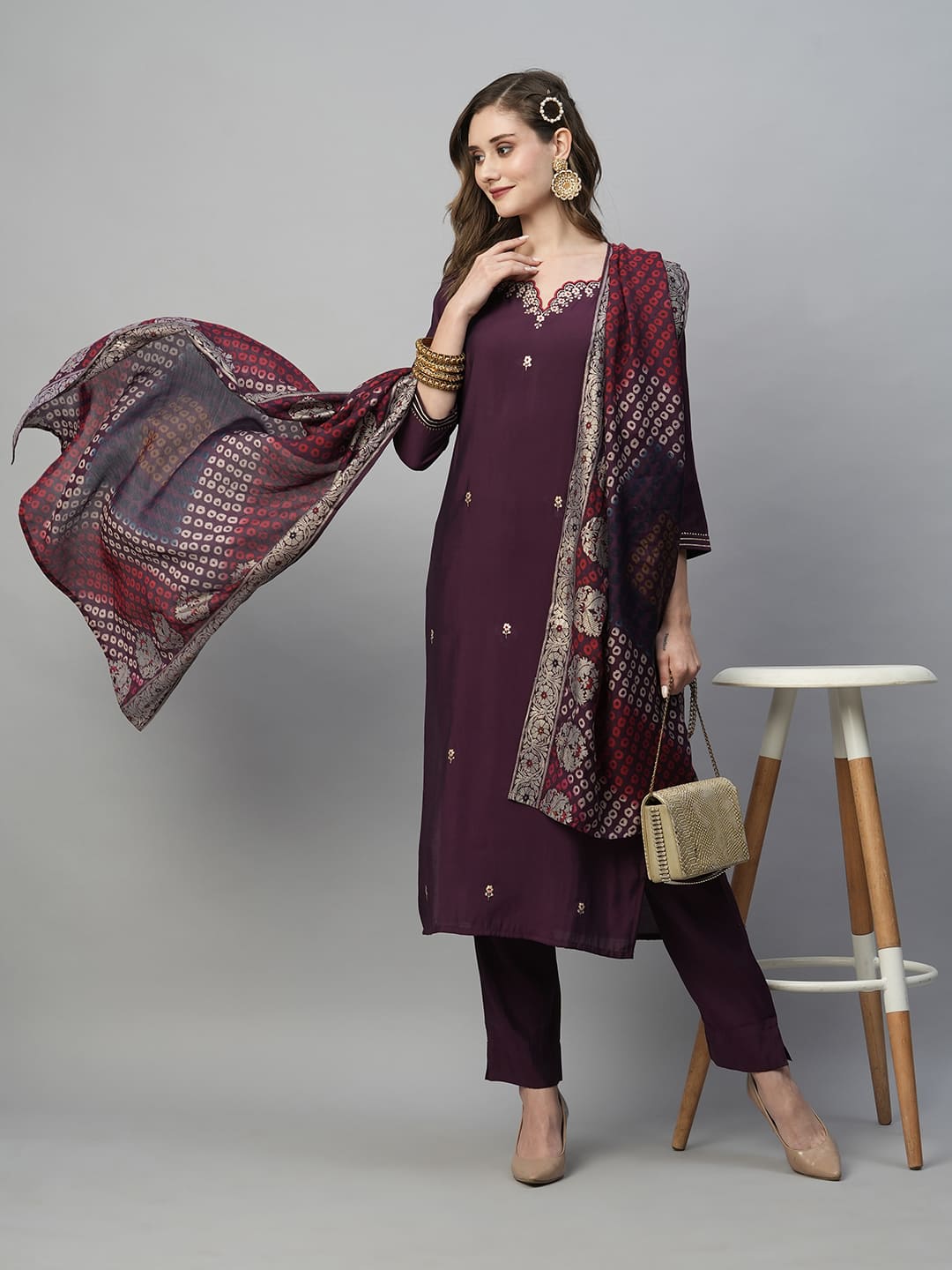 Purple-Silk-Blend-Embroidered-3-Piece-Kurta-Set