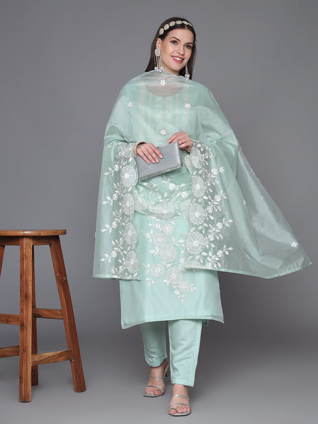 Pastel-Teal-Silk-Blend-Embroidered-3-Piece-Kurta-Set