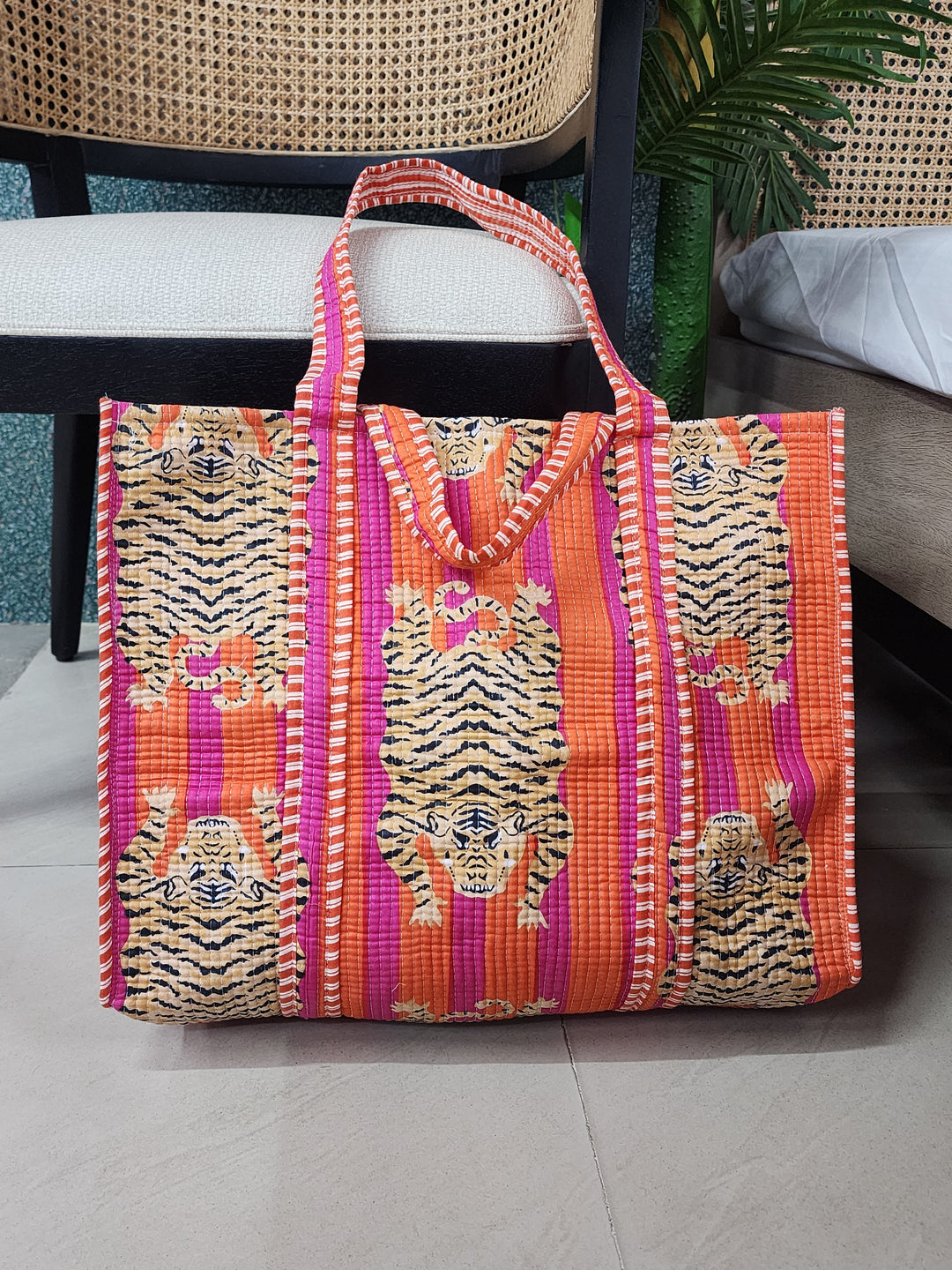 Orange-Jute-Handblock-Print-Quilted-Tote-Bag-Without-Zip