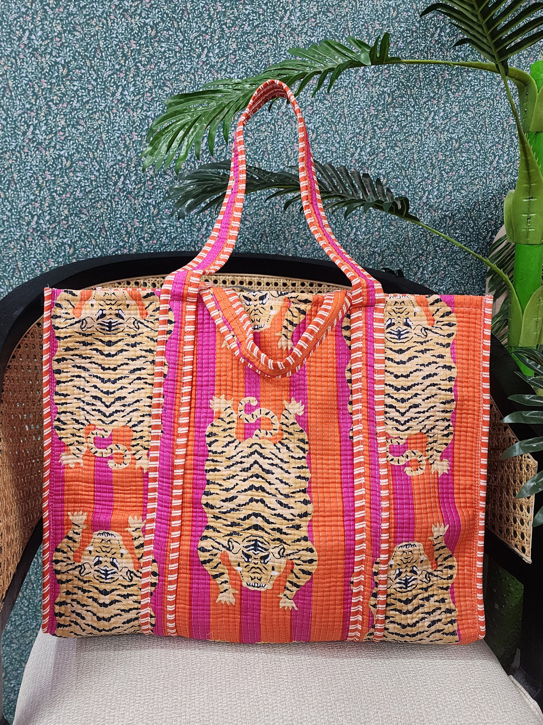 Orange-Jute-Handblock-Print-Quilted-Tote-Bag-Without-Zip