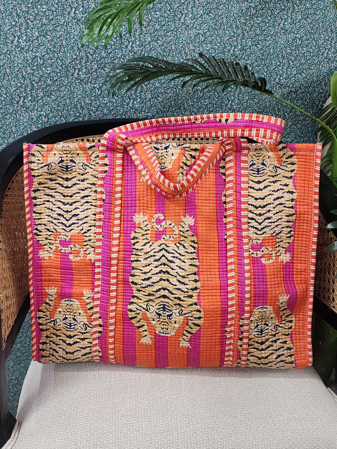 Orange-Jute-Handblock-Print-Quilted-Tote-Bag-Without-Zip