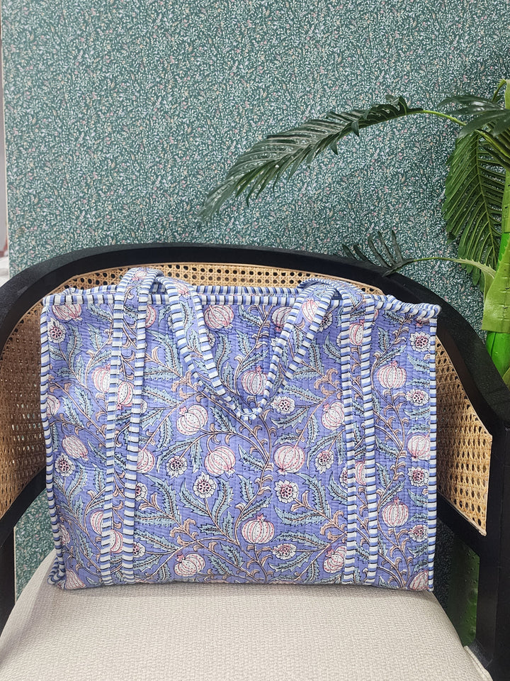 Blue-Jute-Handblock-Print-Tote-Bag-With-Concealed-Zip