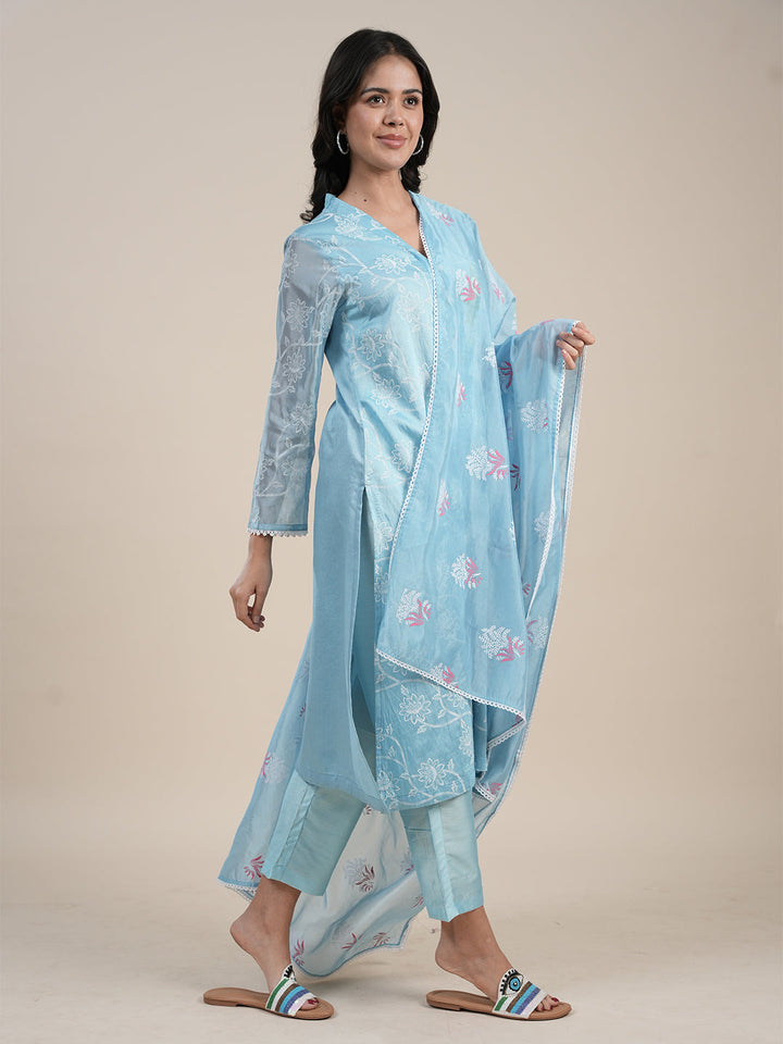 Blue-Silk-Blend-Khari-Printed-3-Piece-Kurta-Set