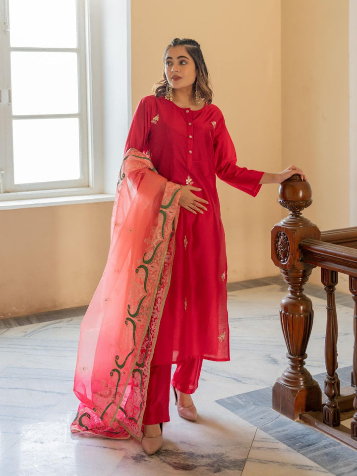 Red-Silk-Blend-Gota-Patti-3-Piece-Kurta-Set