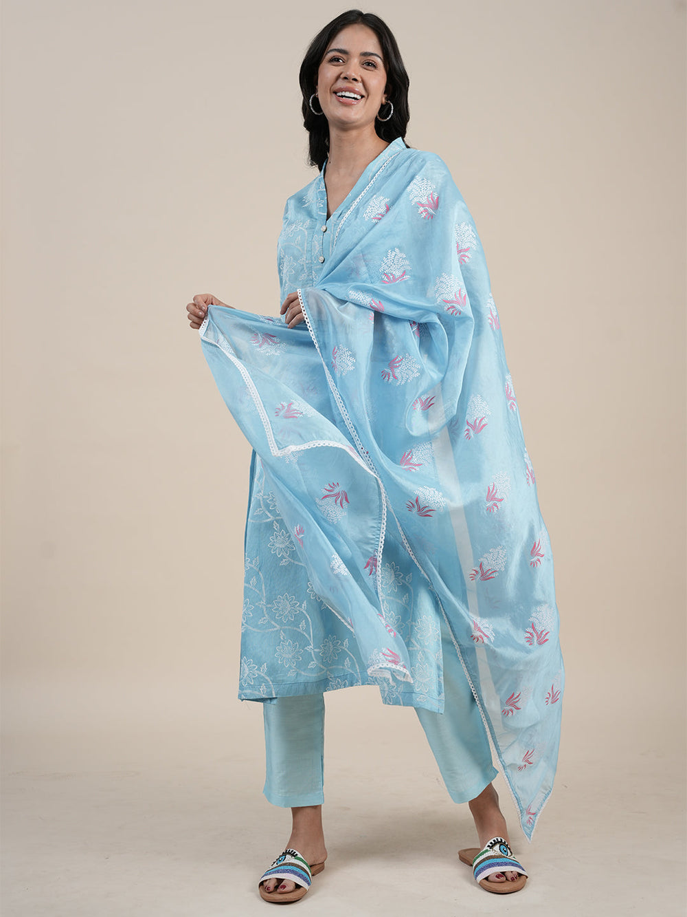 Blue-Silk-Blend-Khari-Printed-3-Piece-Kurta-Set