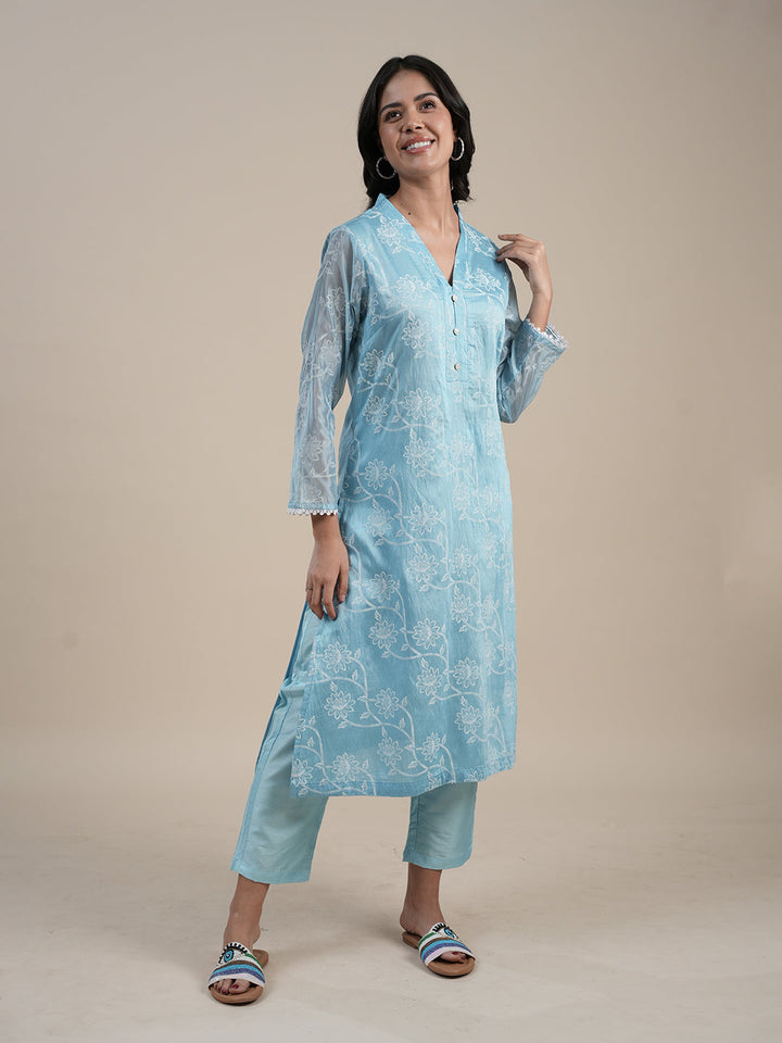 Blue-Silk-Blend-Khari-Printed-3-Piece-Kurta-Set
