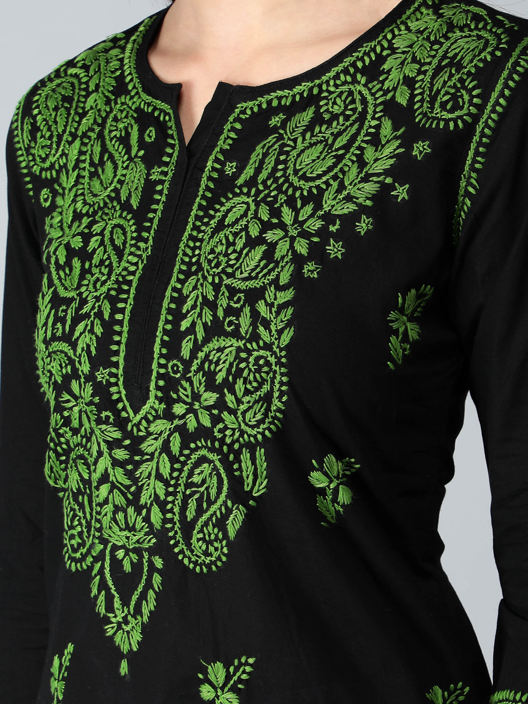 Chikankari-Black-Cotton-Kurta-Kurti