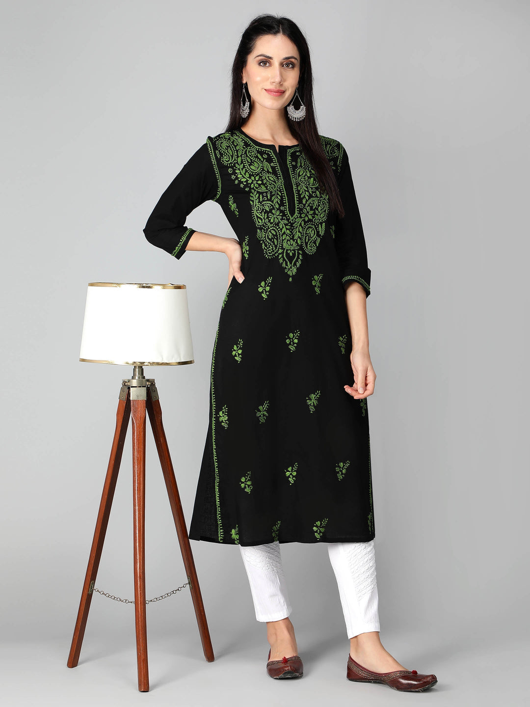 Chikankari-Black-Cotton-Kurta-Kurti