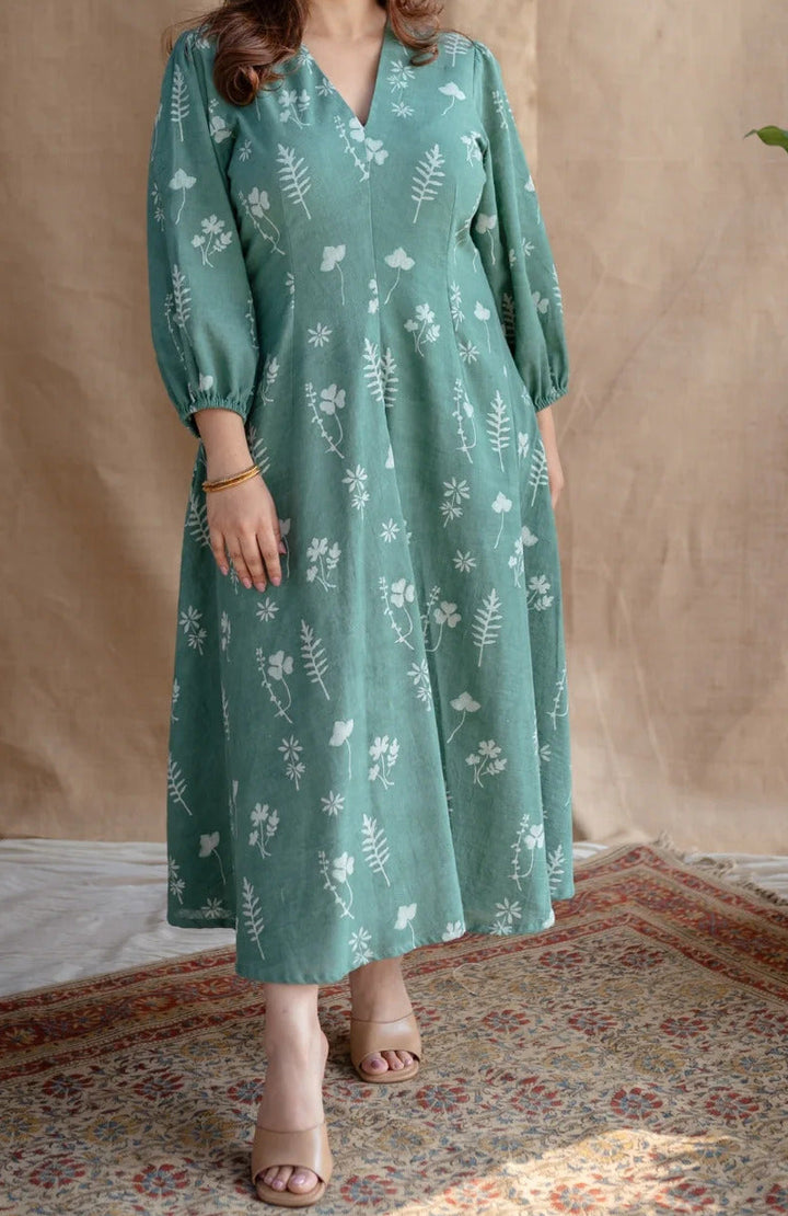 Fern-Green-Cotton-Tarini-Dabu-Print-Midi-Dress