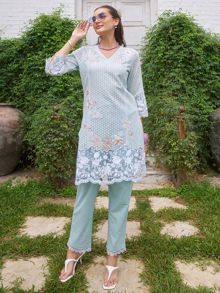 Blue-Cotton-Schiffli-Embroidered-2-Piece-Kurta-Set