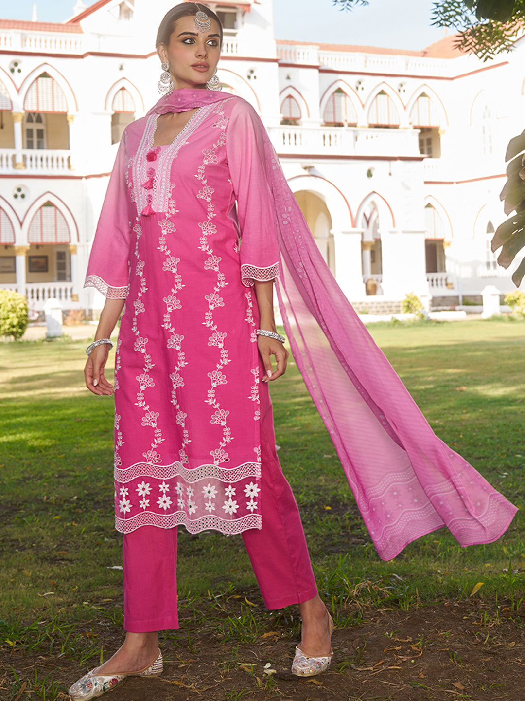 Pink-Cotton-Schiffli-Embroidered-3-Piece-Kurta-Set