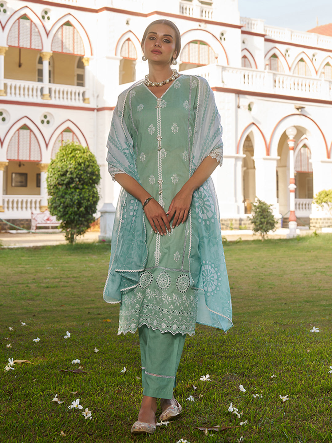 Sea-Green-Cotton-Floral-Embroidered-3-Piece-Kurta-Set