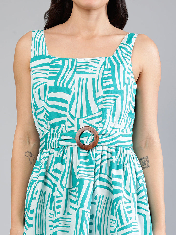 Teal-Blue-Cotton-Printed-Mini-Dress