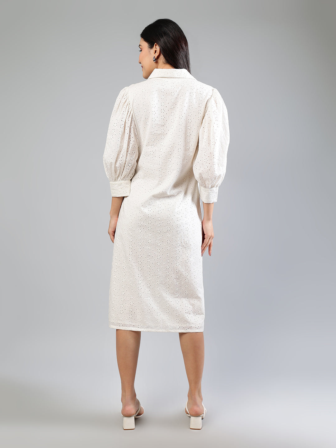 White-Cotton-Schiffli-Midi-Dress