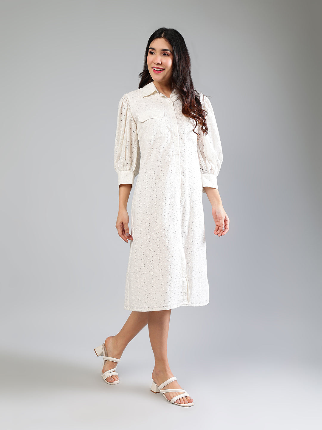 White-Cotton-Schiffli-Midi-Dress
