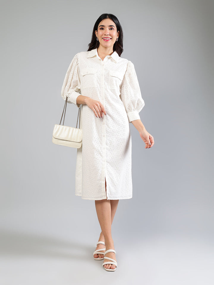 White-Cotton-Schiffli-Midi-Dress