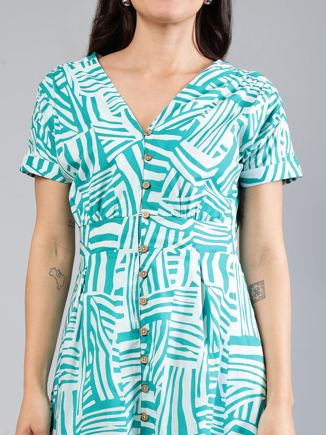Teal-Cotton-Printed-Midi-Dress