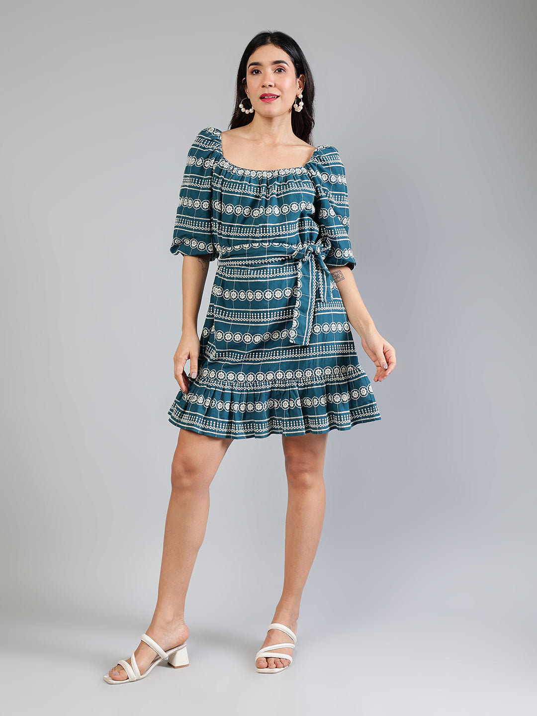 Teal-Cotton-White-Schiffli-Mini-Dress