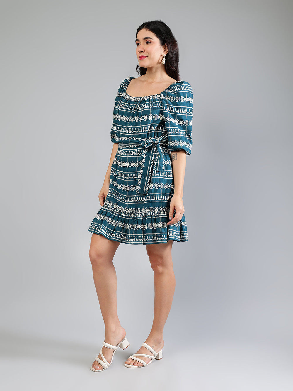 Teal-Cotton-White-Schiffli-Mini-Dress