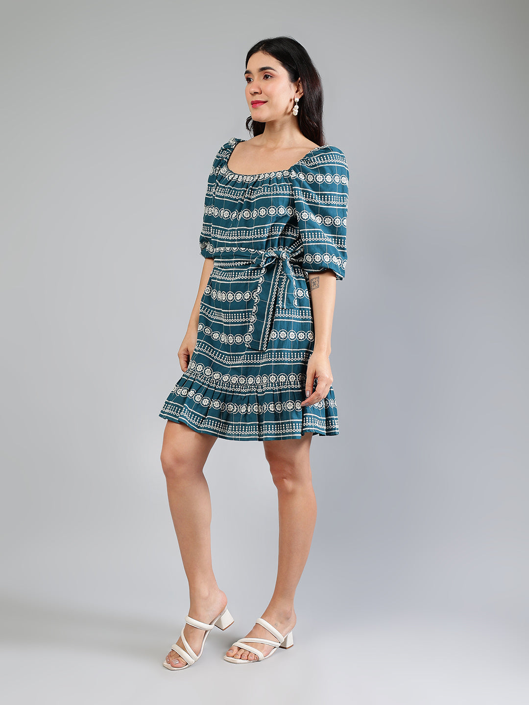 Teal-Cotton-White-Schiffli-Mini-Dress