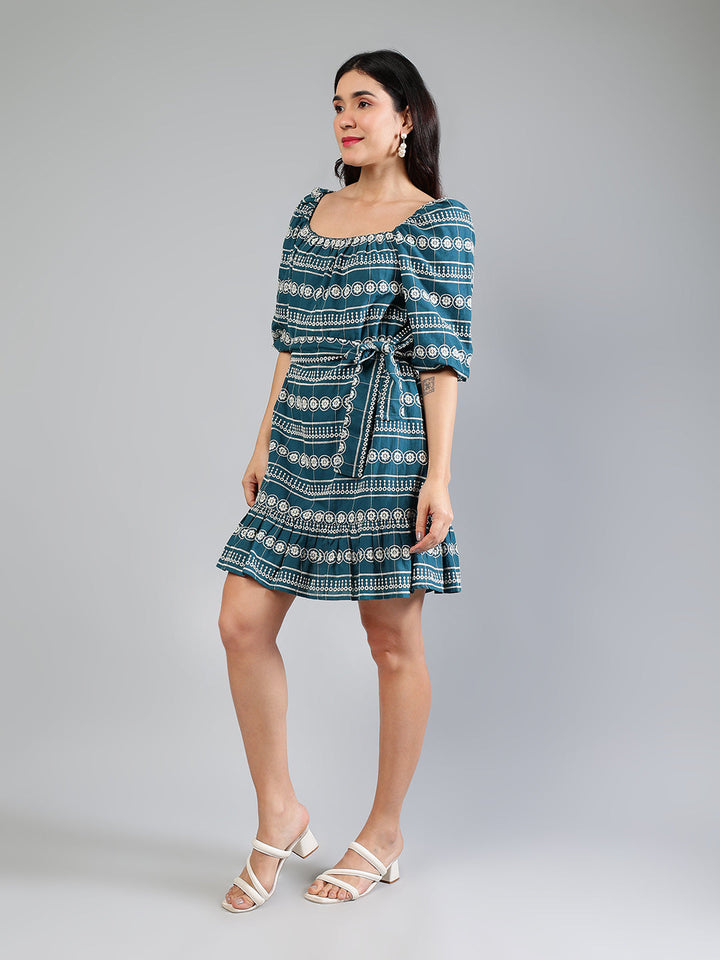 Teal-Cotton-White-Schiffli-Mini-Dress