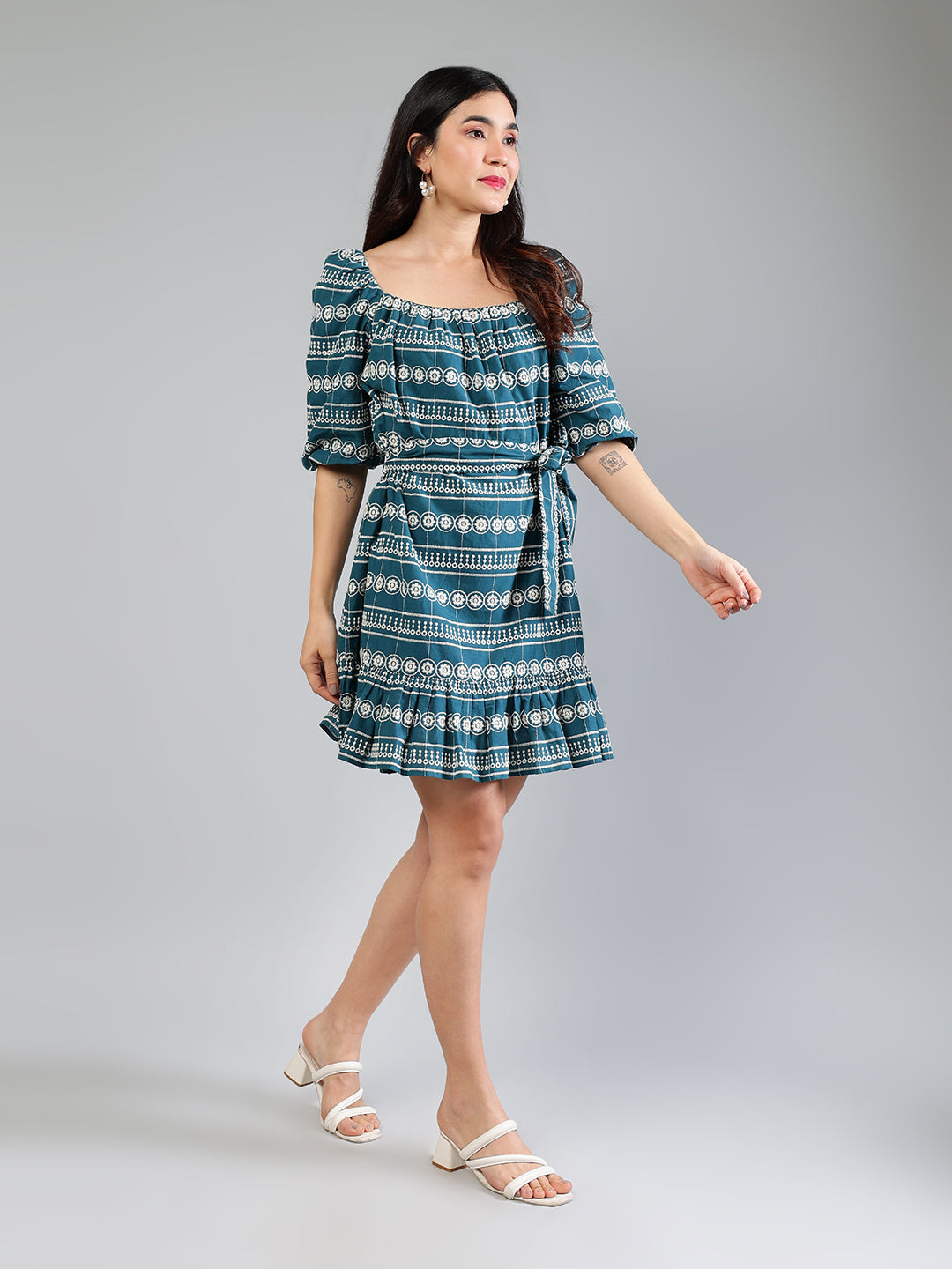 Teal-Cotton-White-Schiffli-Mini-Dress