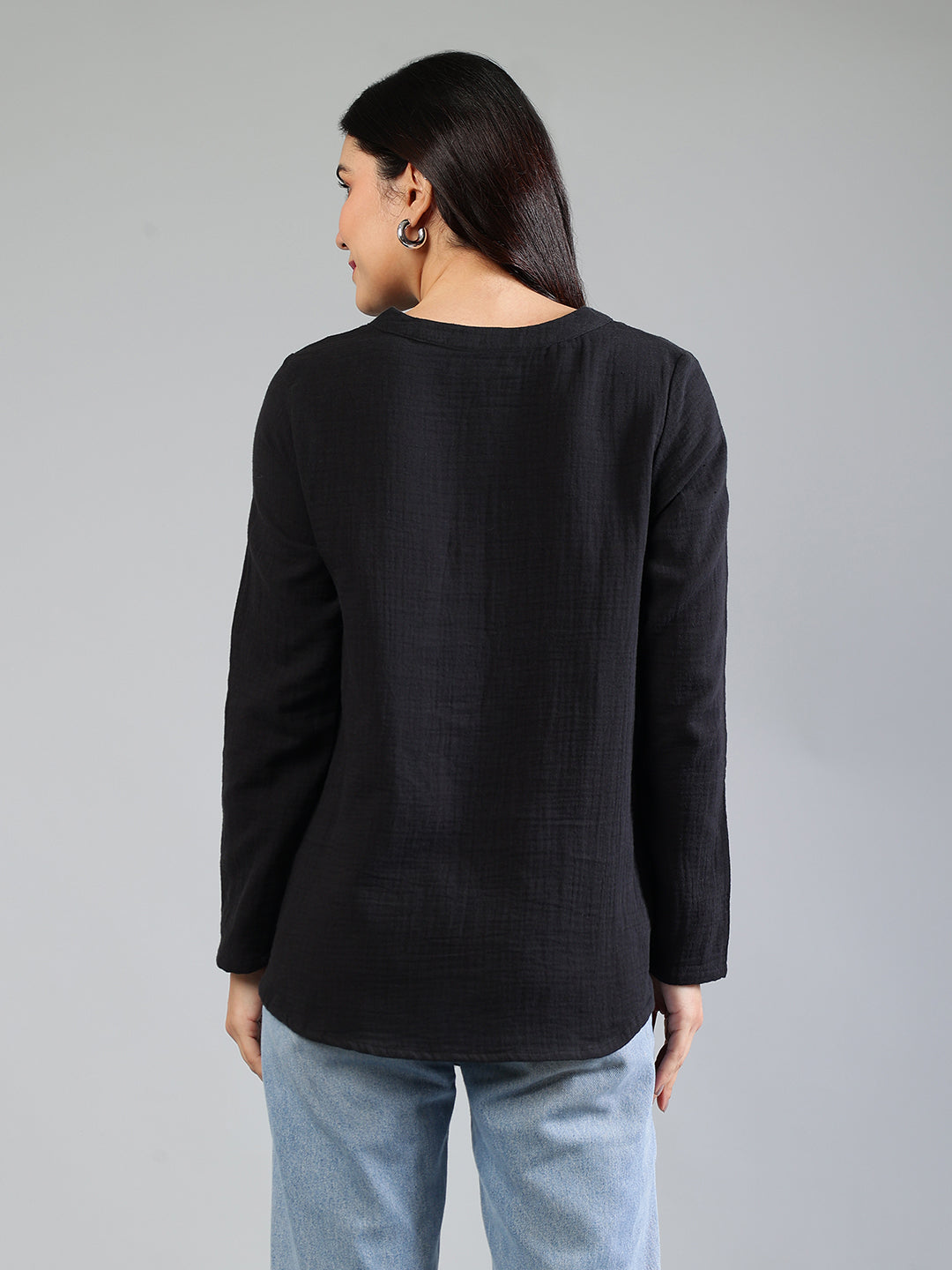Black-Cotton-Button-Detailing-Top