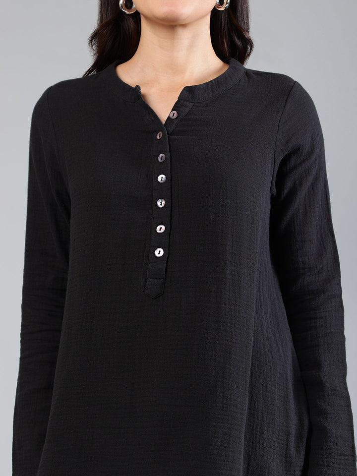 Black-Cotton-Button-Detailing-Top