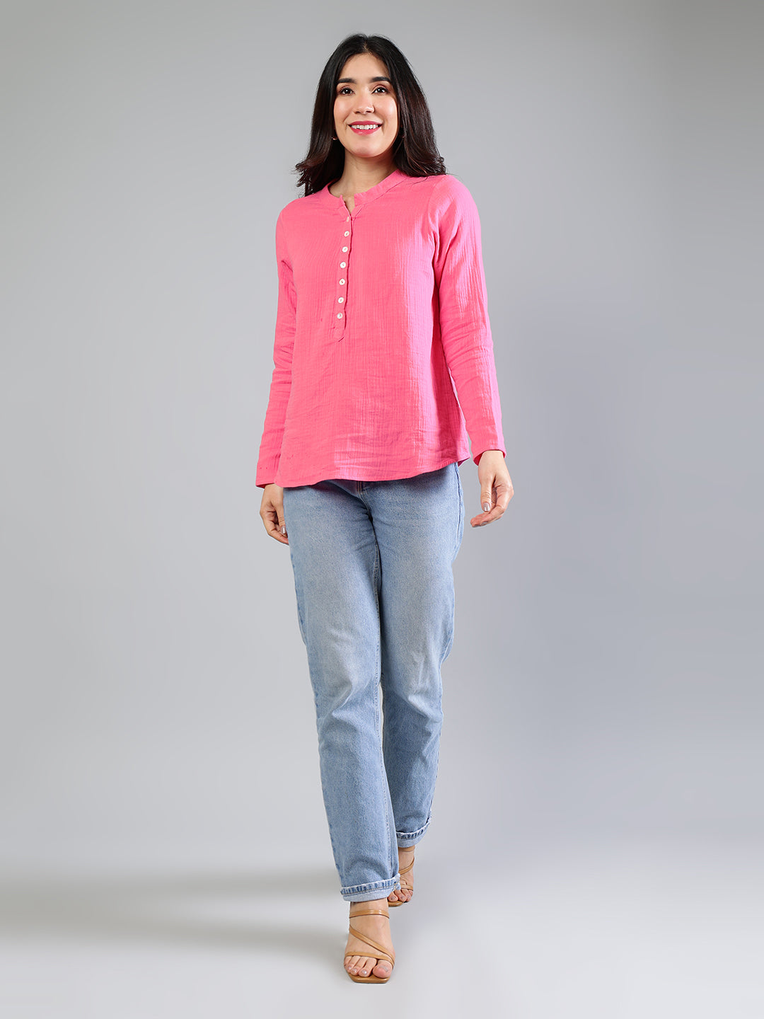 Pink-Cotton-Button-Detailing-Top