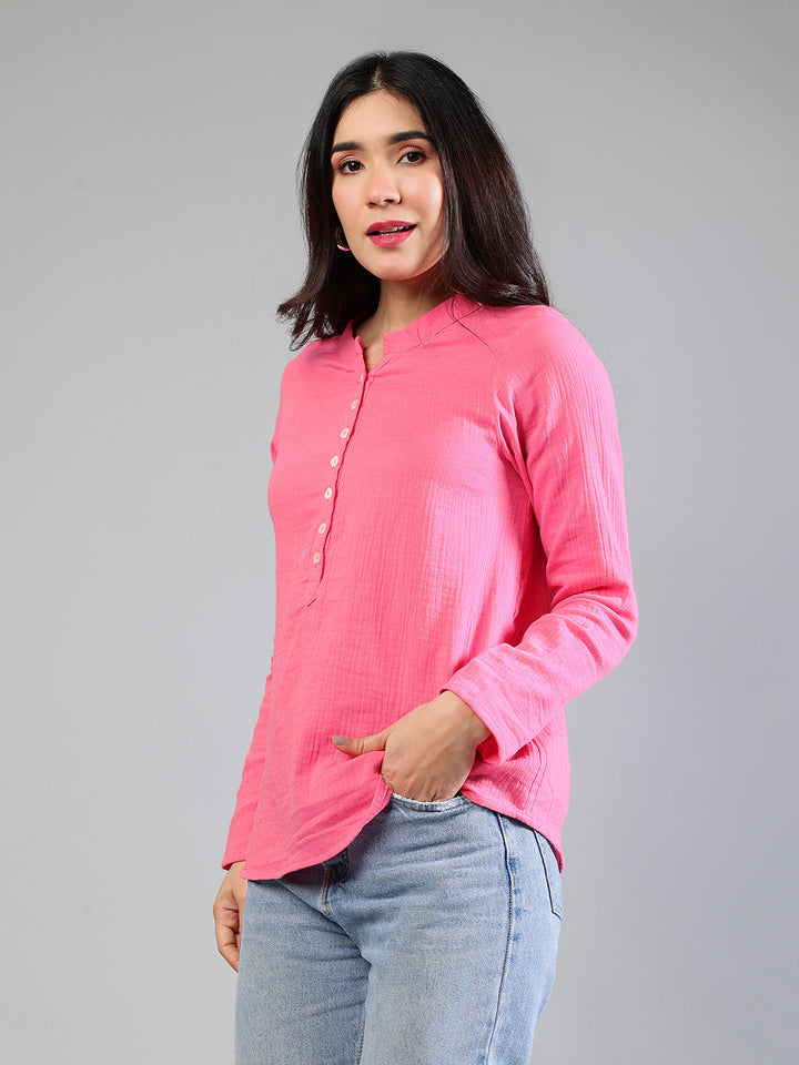 Pink-Cotton-Button-Detailing-Top