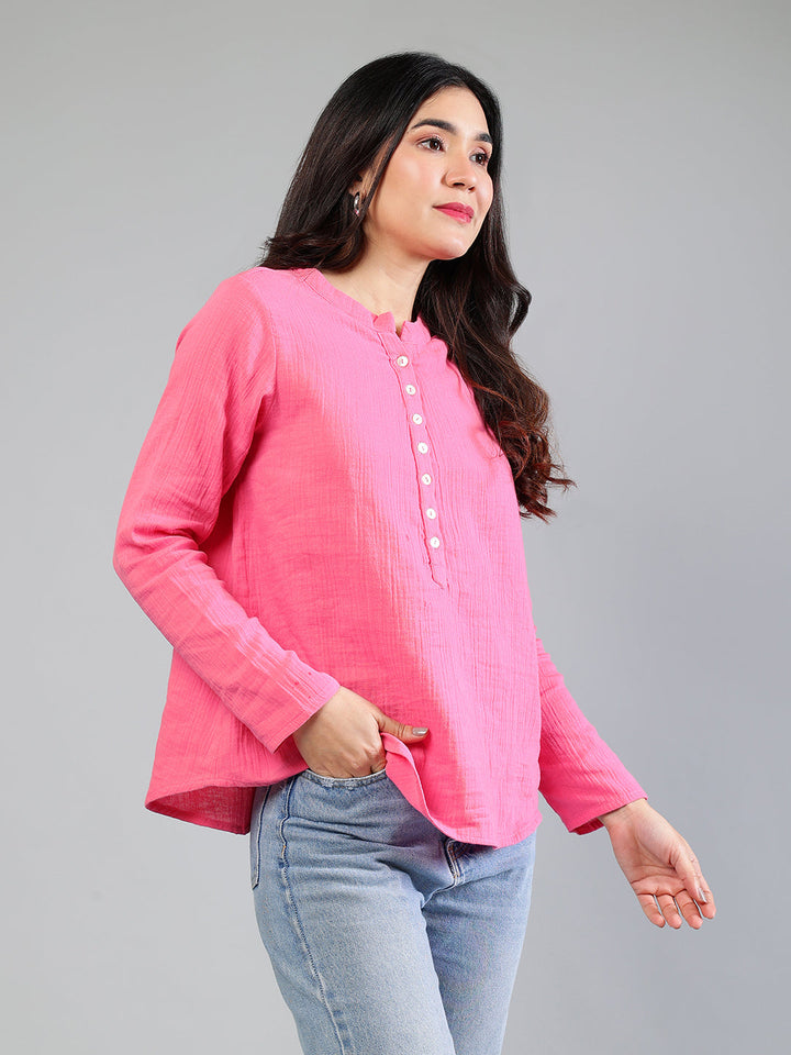 Pink-Cotton-Button-Detailing-Top