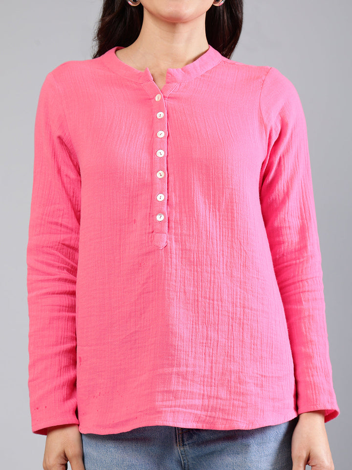 Pink-Cotton-Button-Detailing-Top