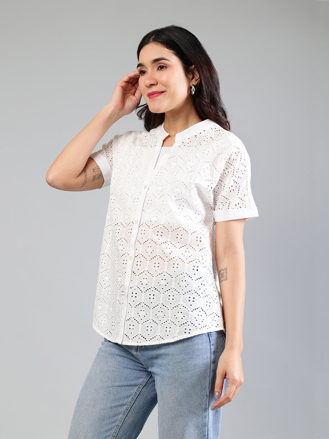White-Cotton-Schiffli-Shirt