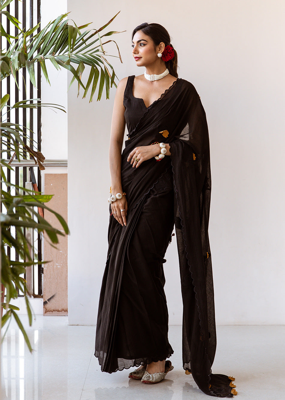 Black Embroidered Ready to Wear Saree