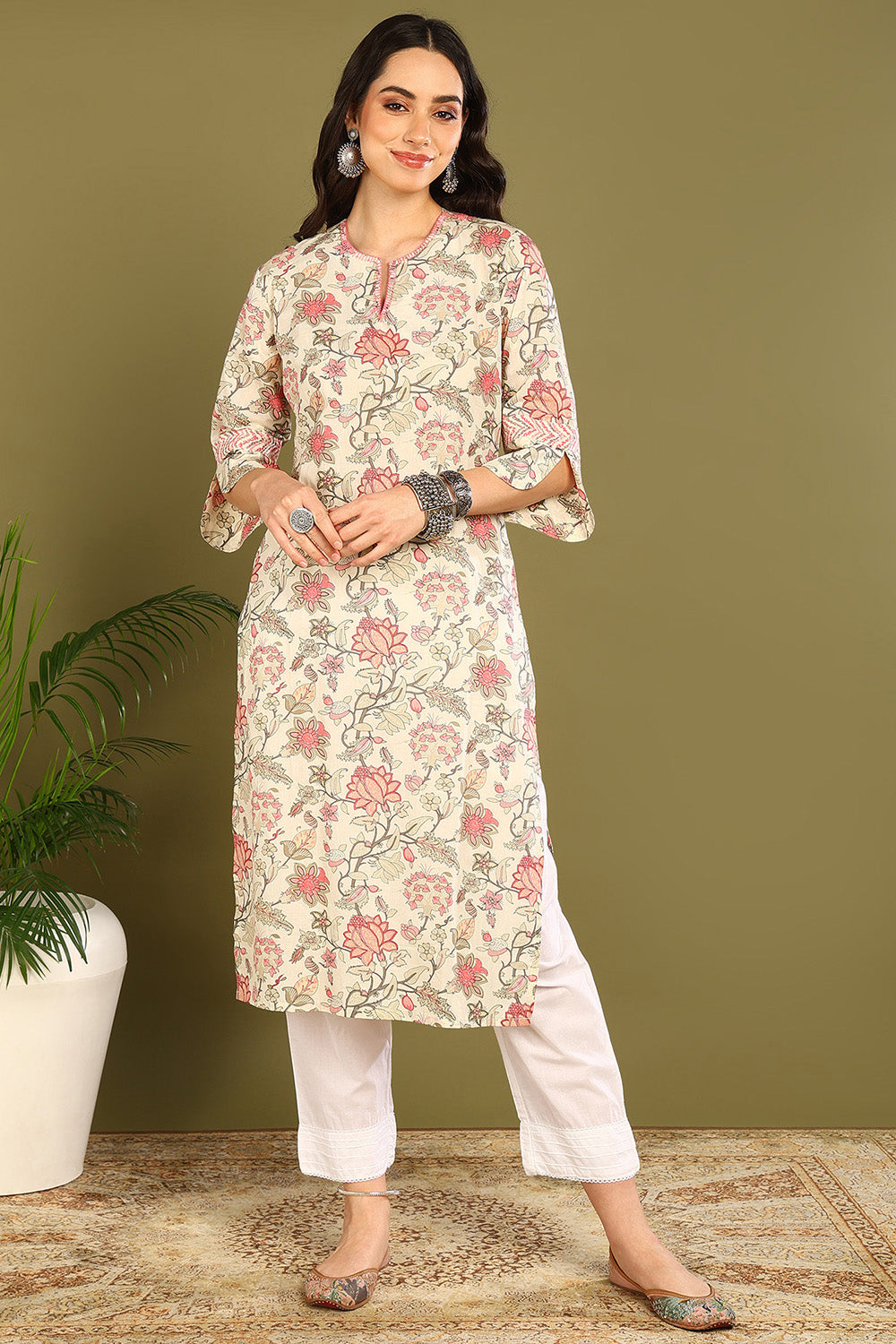 Crimson-Cotton-Sanganeri-Straight-Kurta