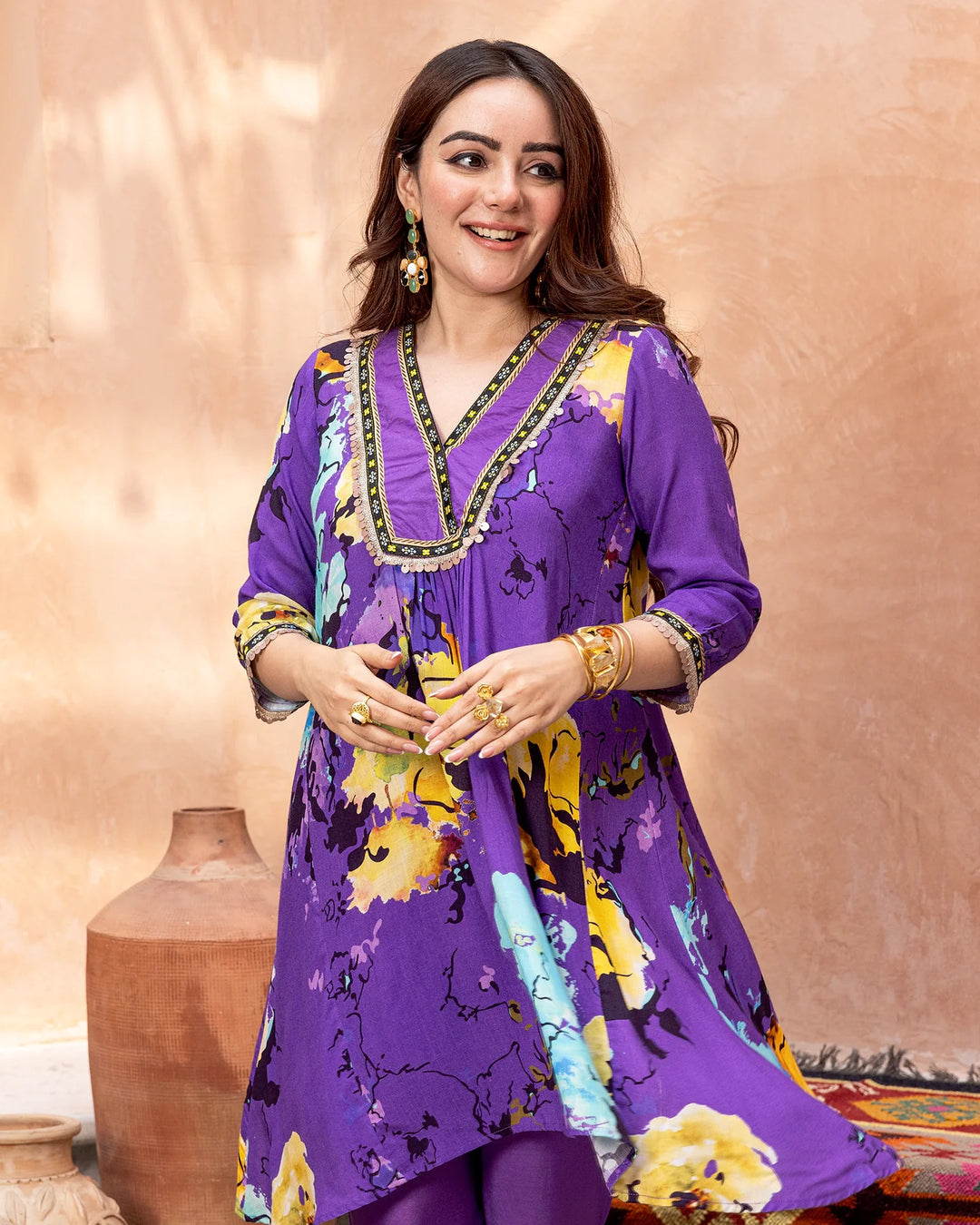 Purple-Rayon-Blossom-2-Piece-Kurta-Set