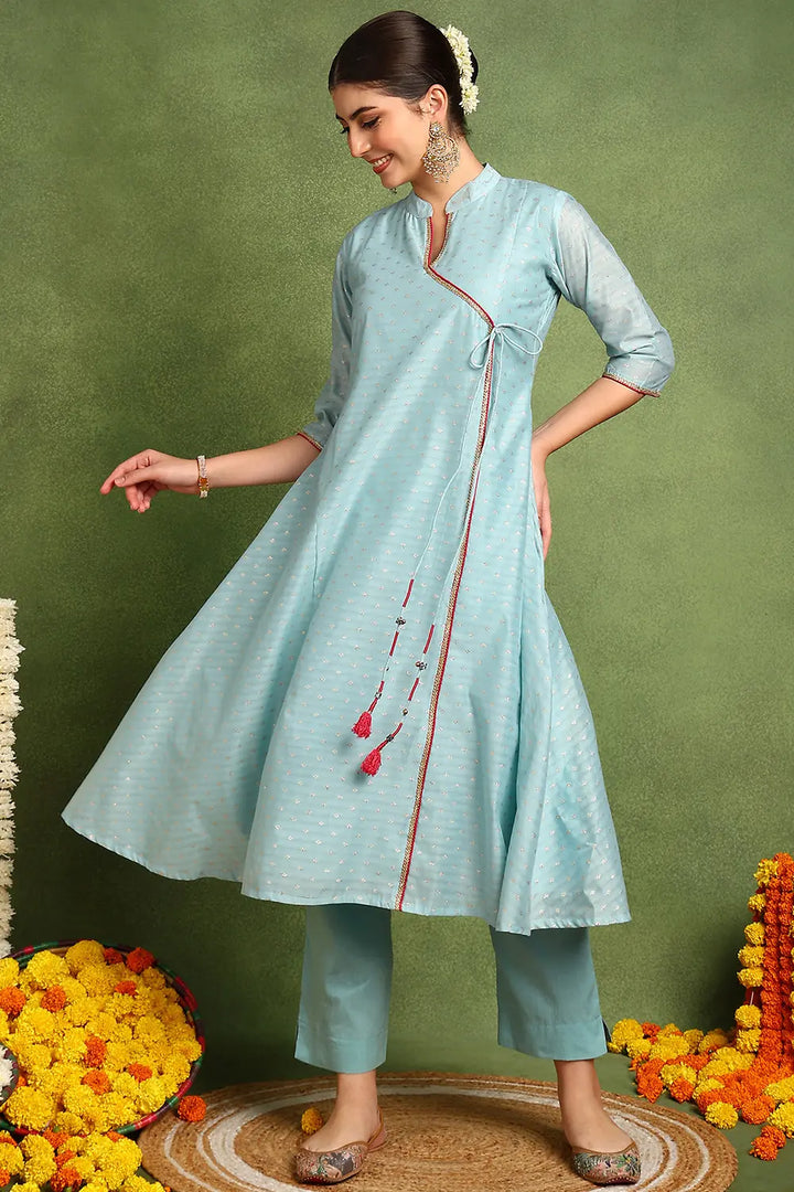 Blue-Chanderi-Silk-Khari-Printed-Angrakha-Kurta