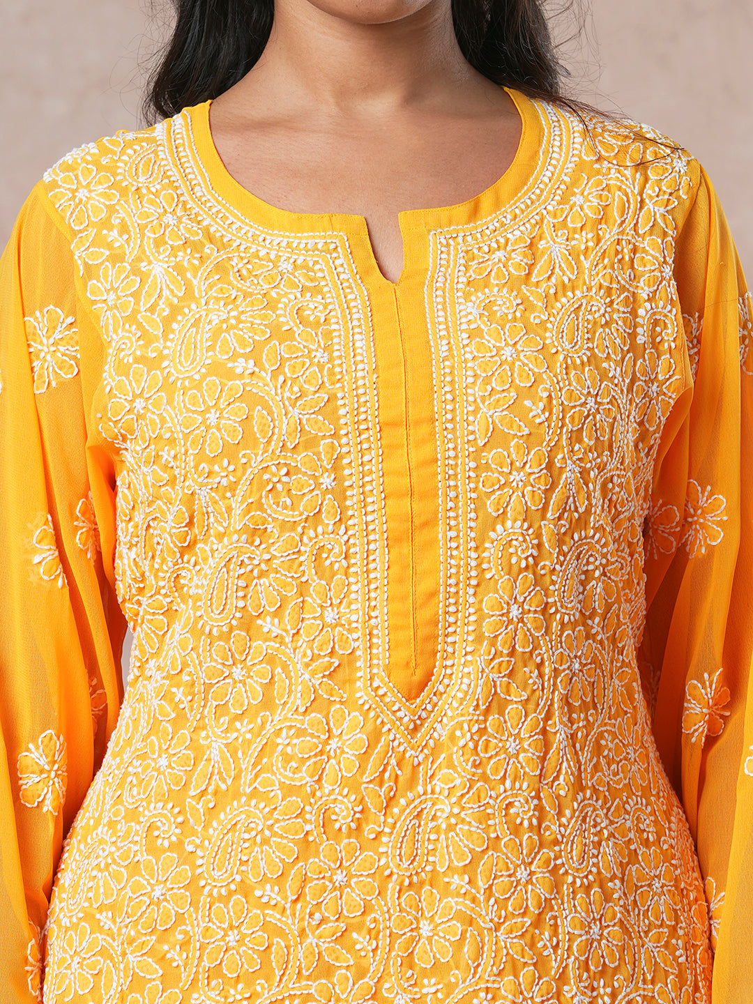 Amber Faux Georgette Straight Chikankari Kurta