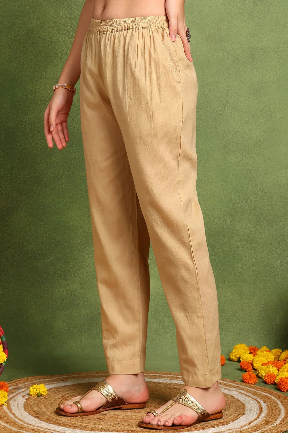 Beige-Cotton-Silk-Farsi-Pants