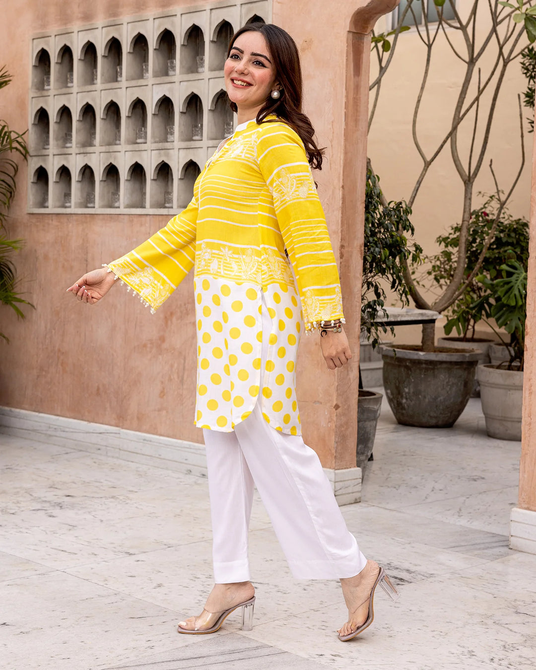 Yellow-Rayon-Stripe-Straight-2-Piece-Kurta-Set