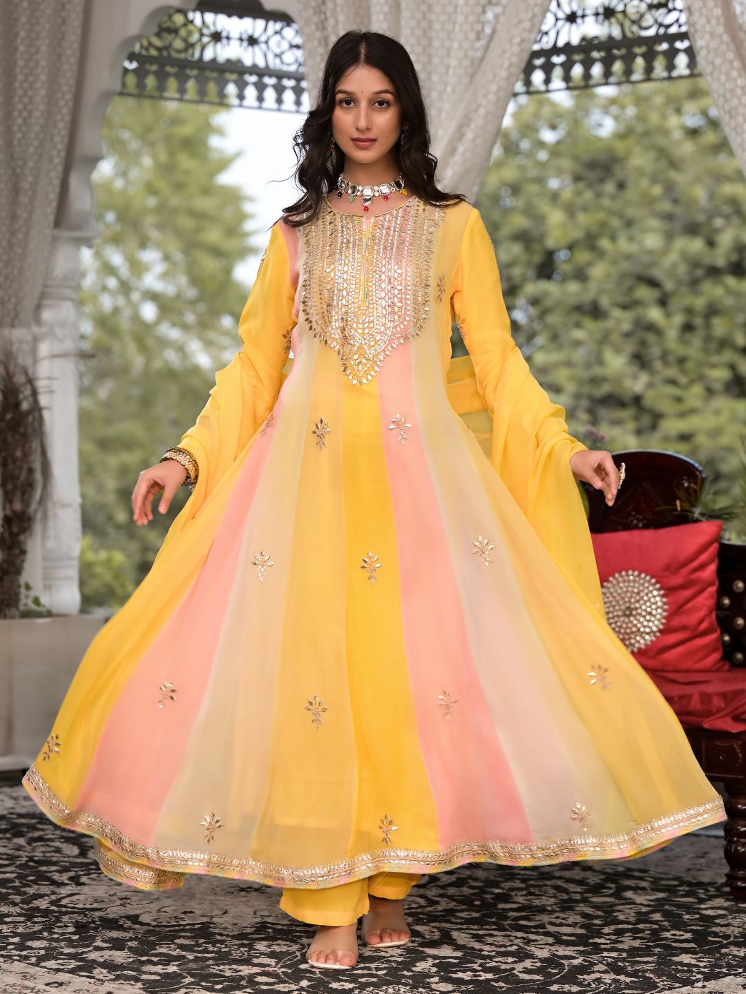 Yellow-Georgette-Gota-Patti-Embroidered-3-Piece-Kurta-Set