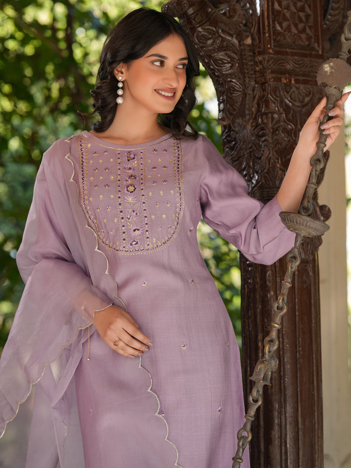 Lavender-Silk-Blend-Embroidered-3-Piece-Kurta-Set