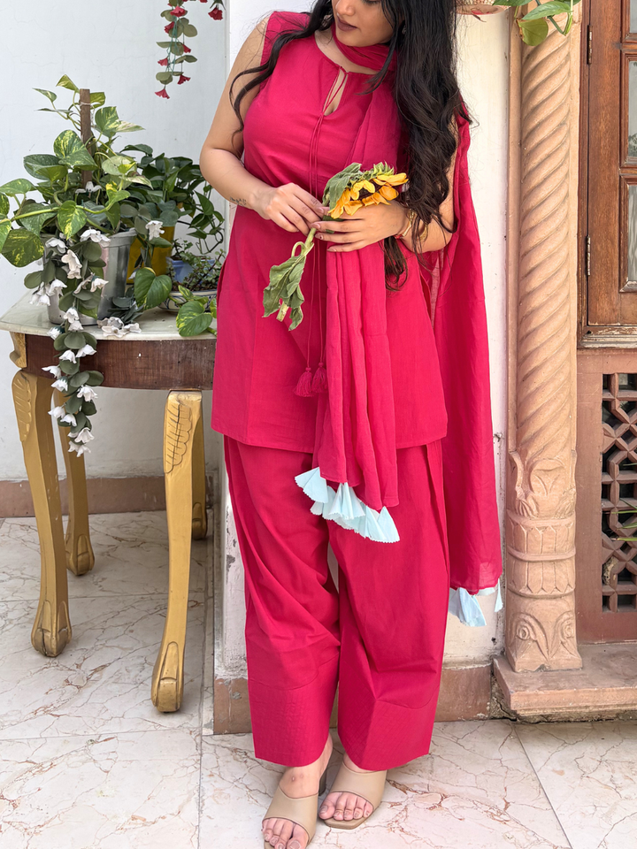 Rani Short Kurta &amp; Farshi Shalwar Set