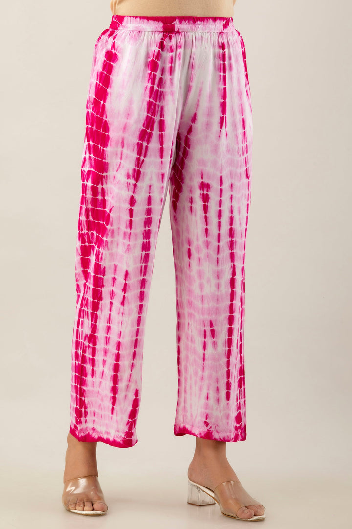 Pink Rayon Shibori Tie-Dye Kurta & Pant Set