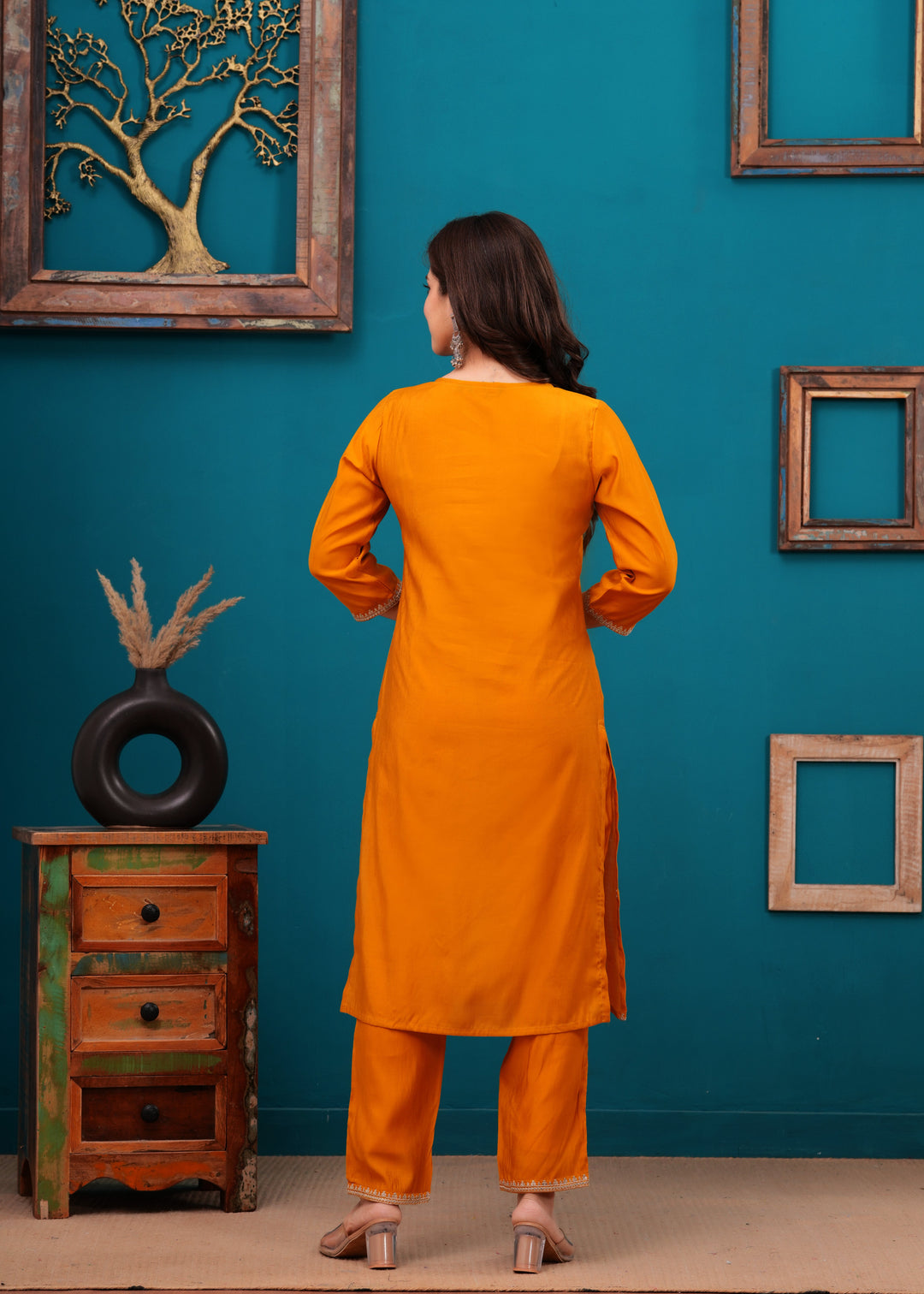 Mustard Silk Blend Kurta Suit Set